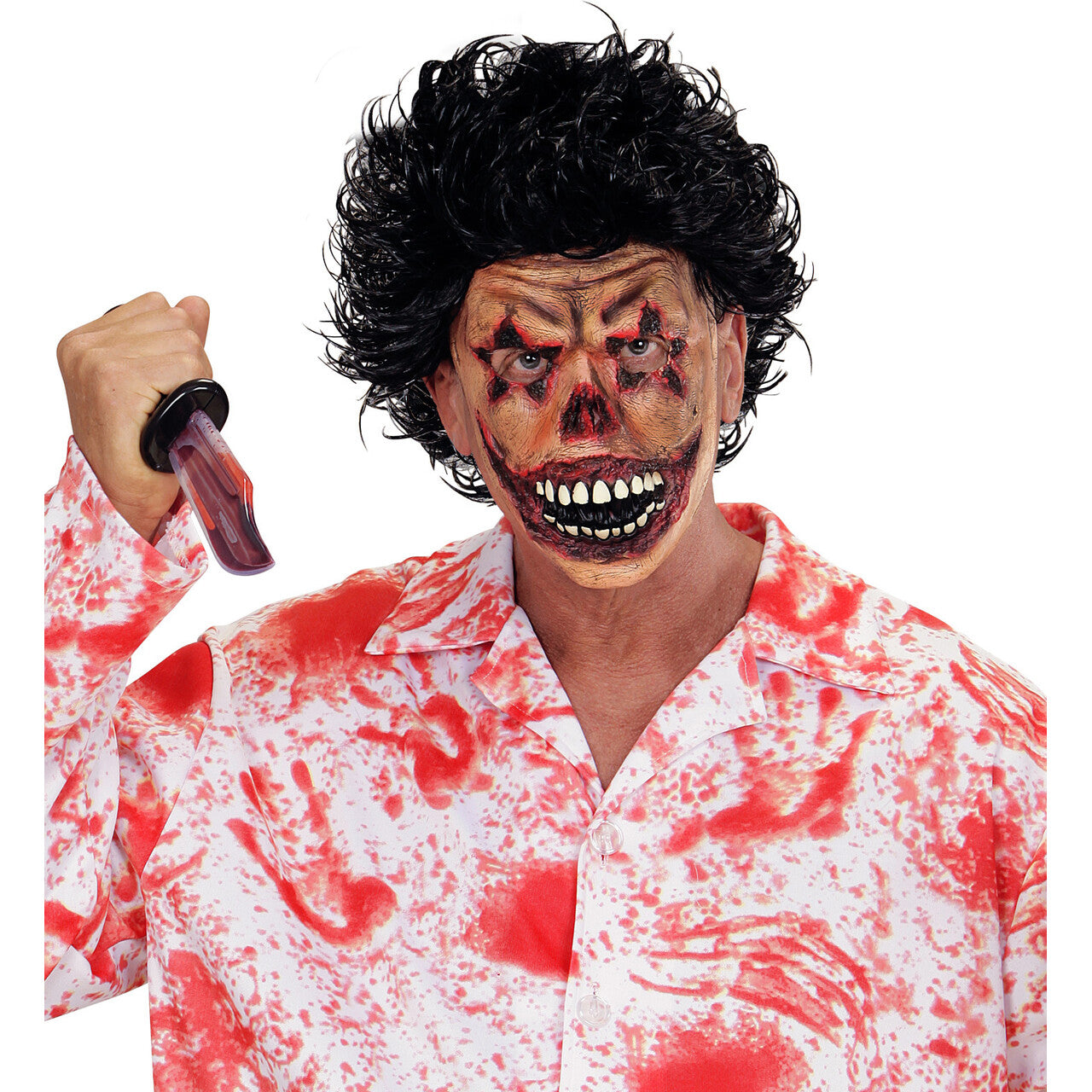Op deze afbeelding zie je een Accessoires, van het merk Widmann. Halfgezicht Masker Horror Clown Zombie Star