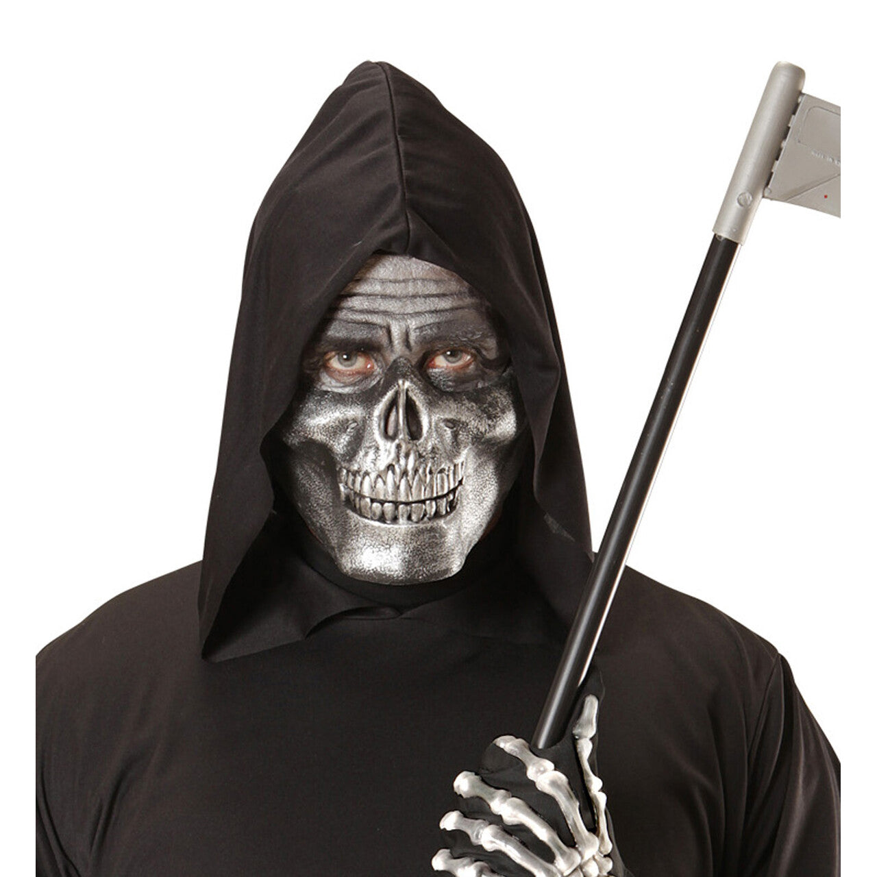 Op deze afbeelding zie je een Accessoires, van het merk Widmann. Halloween Halfmask Kinmasker Schedel Metallic