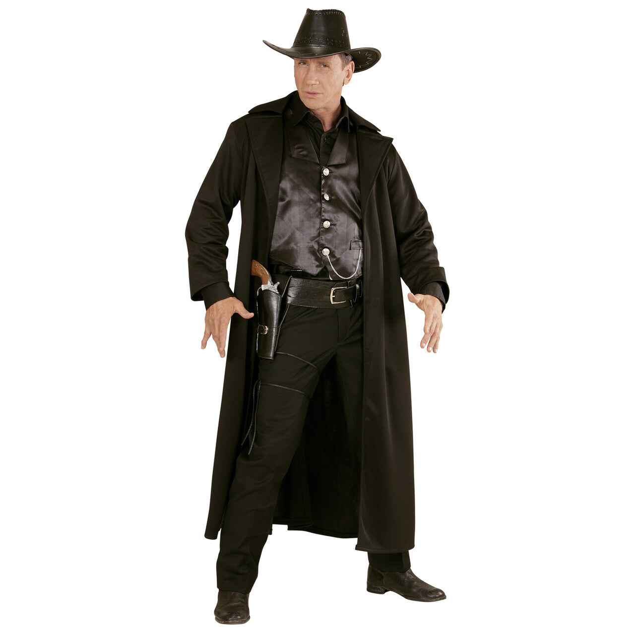 Op deze afbeelding zie je een Accessoires, van het merk Widmann. Knallende Cowboy Western Holster Met Riem Lederlook , Zwart