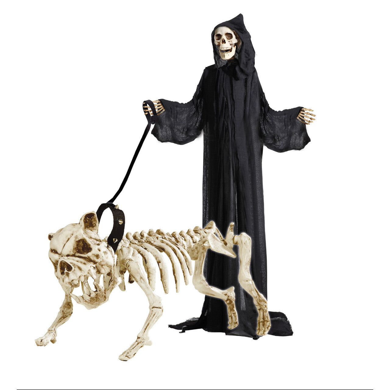 Op deze afbeelding zie je een Accessoires, van het merk Widmann. Horror Huisdier Skelet Hond Met Riem, 45 Centimeter