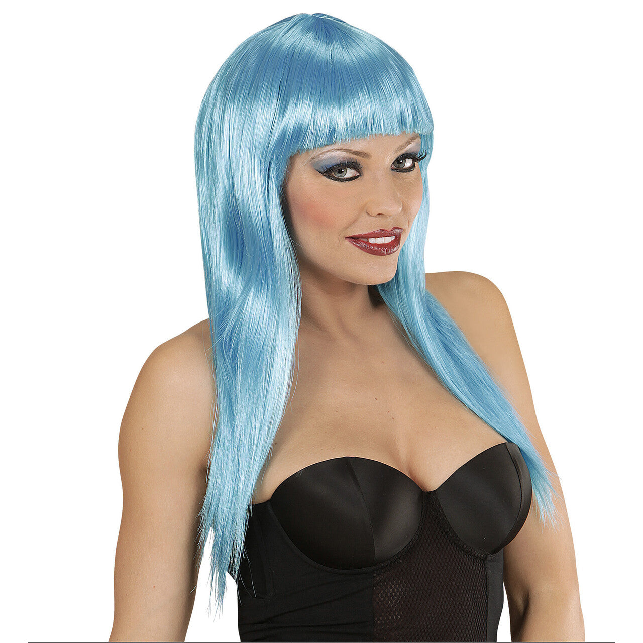 Op deze afbeelding zie je een Accessoires, van het merk Widmann. Pruik, Vogue Azuur Blauw Space Model