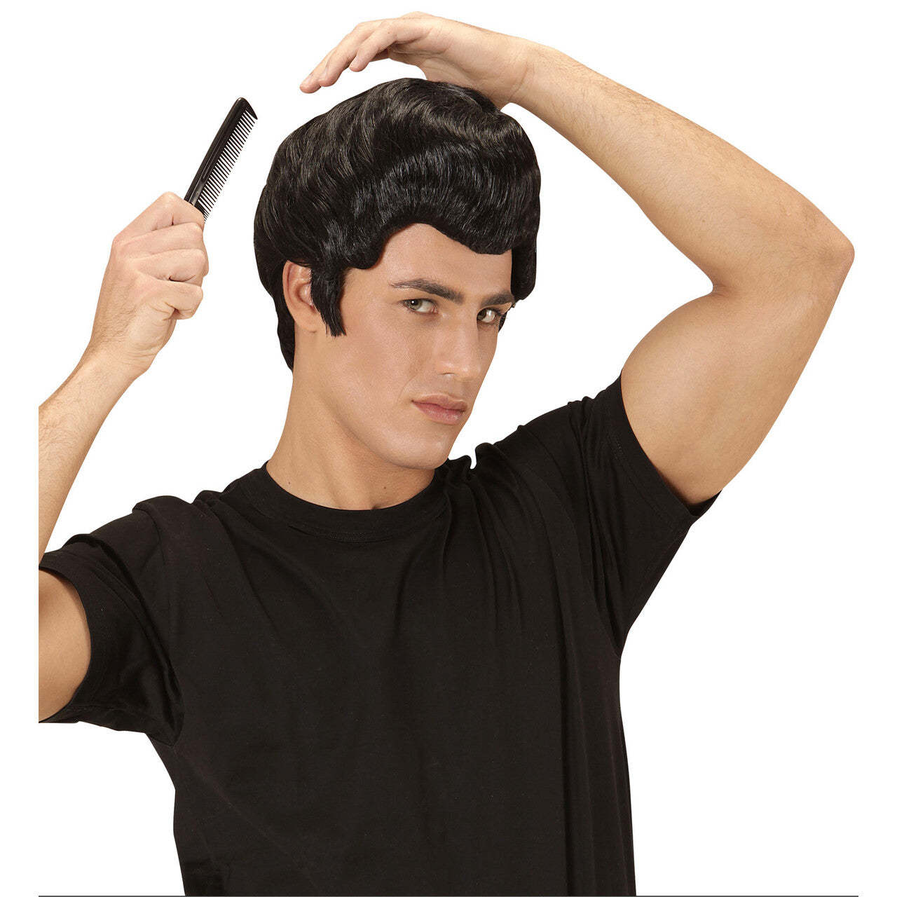 Op deze afbeelding zie je een Accessoires, van het merk Widmann. Grease Pruik, Rockabilly