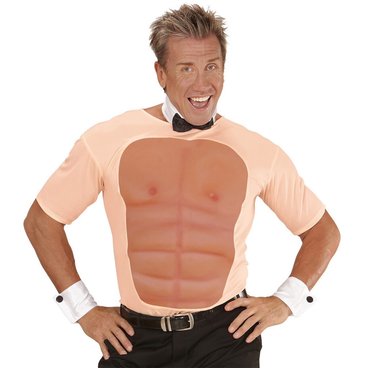 Op deze afbeelding zie je een Kostuums, van het merk Widmann. Sixpack Spieren Torso T-Shirt Man Kostuum