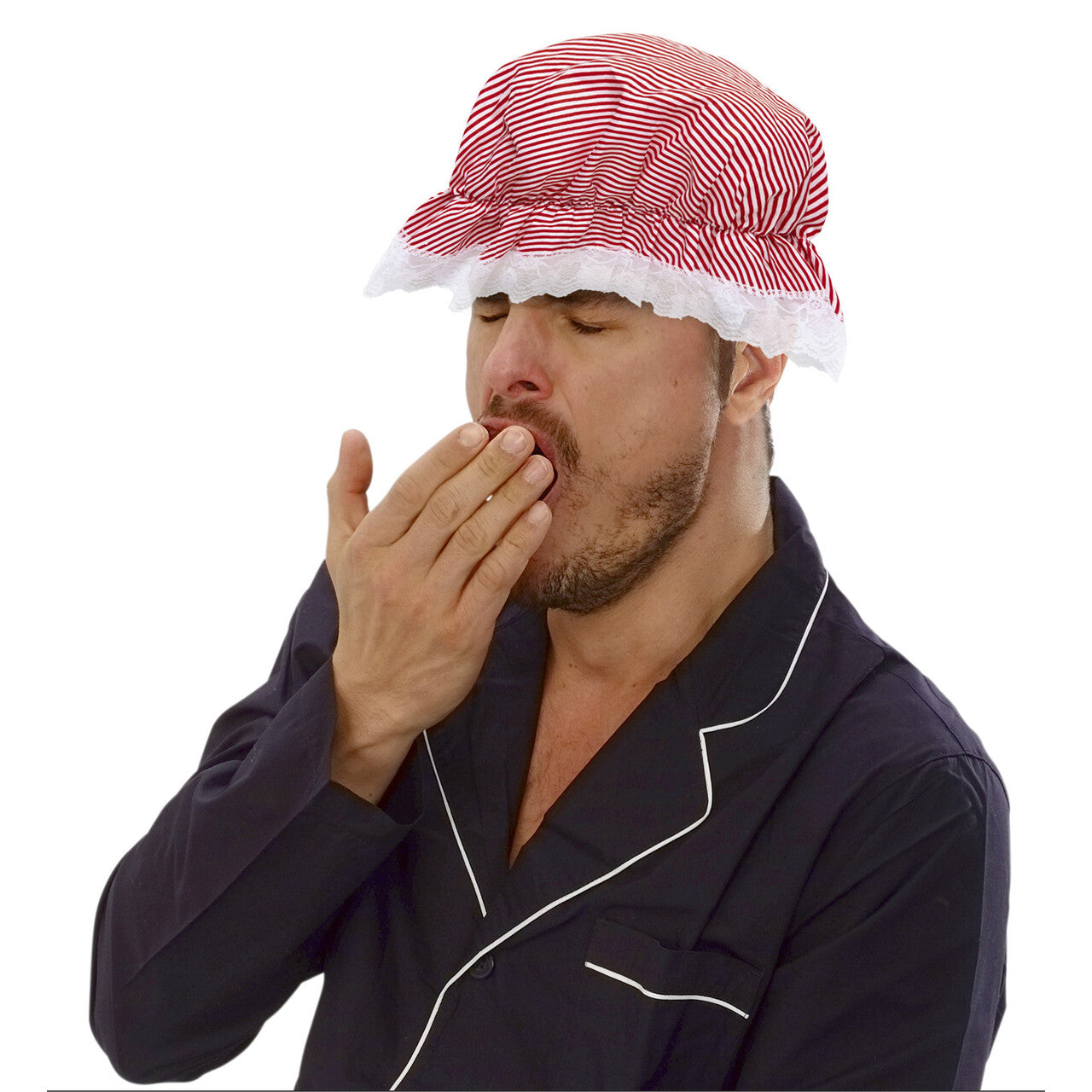 Op deze afbeelding zie je een Accessoires, van het merk Widmann. Boerinnen Slaapmuts Wit / Rood Gestreept