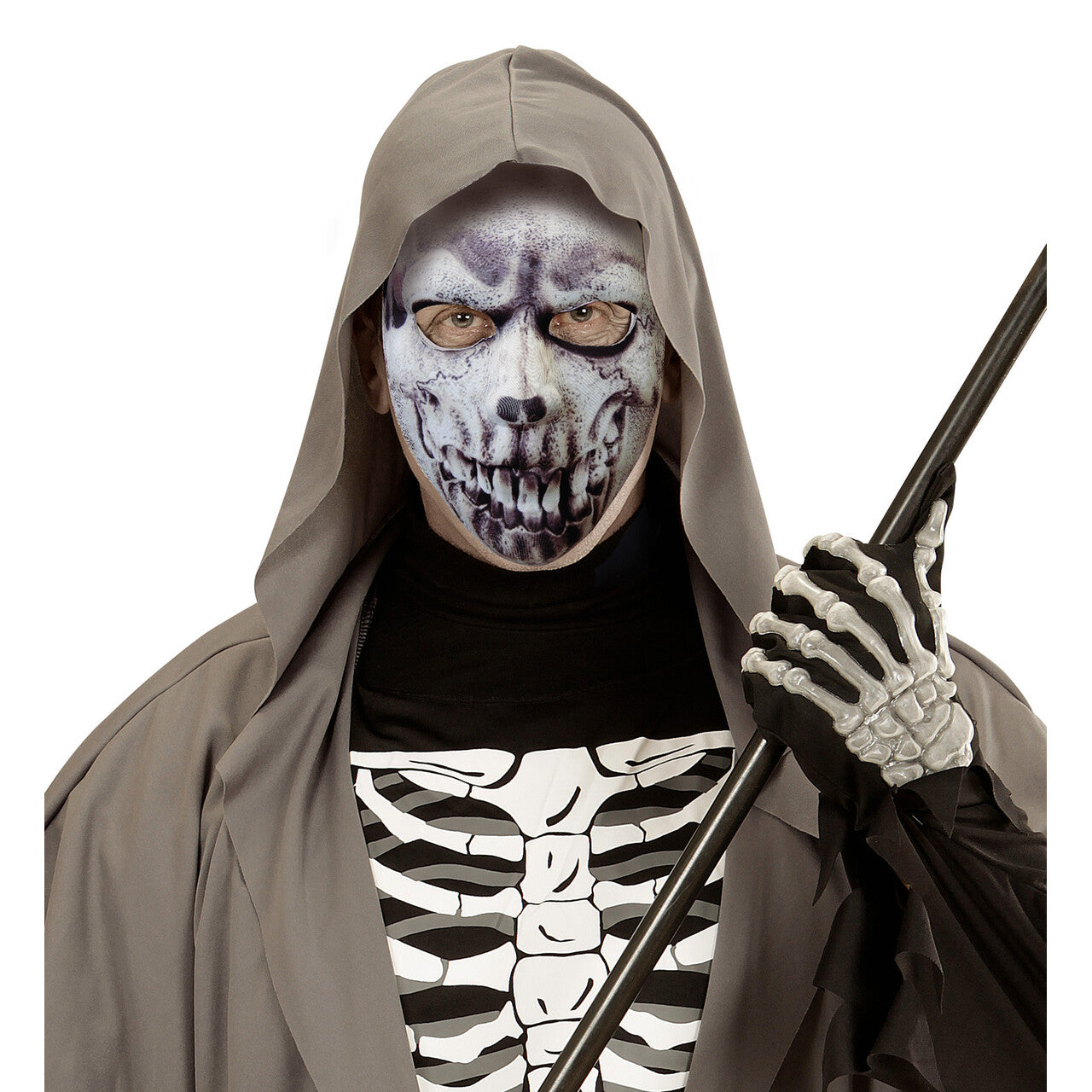 Op deze afbeelding zie je een Accessoires, van het merk Widmann. Angstaanjagend Halfgezichtmasker Schedel