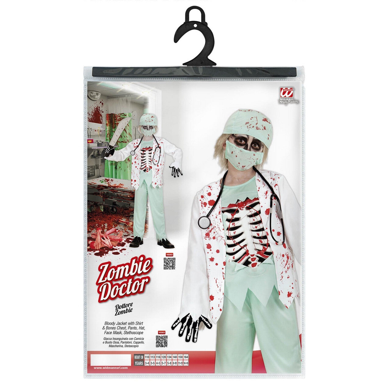 Op deze afbeelding zie je een Kostuums, van het merk Widmann. Skelet Zombie Dokter Jongen Kostuum