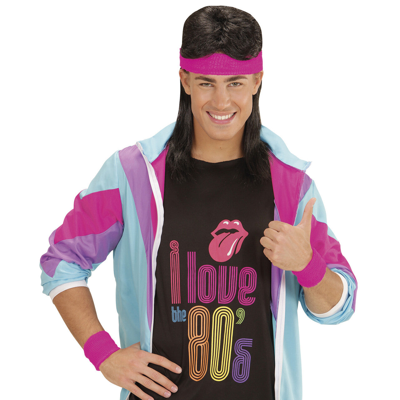Op deze afbeelding zie je een Accessoires, van het merk Widmann. Atletische 80s Zweetband Set, Neon Rose