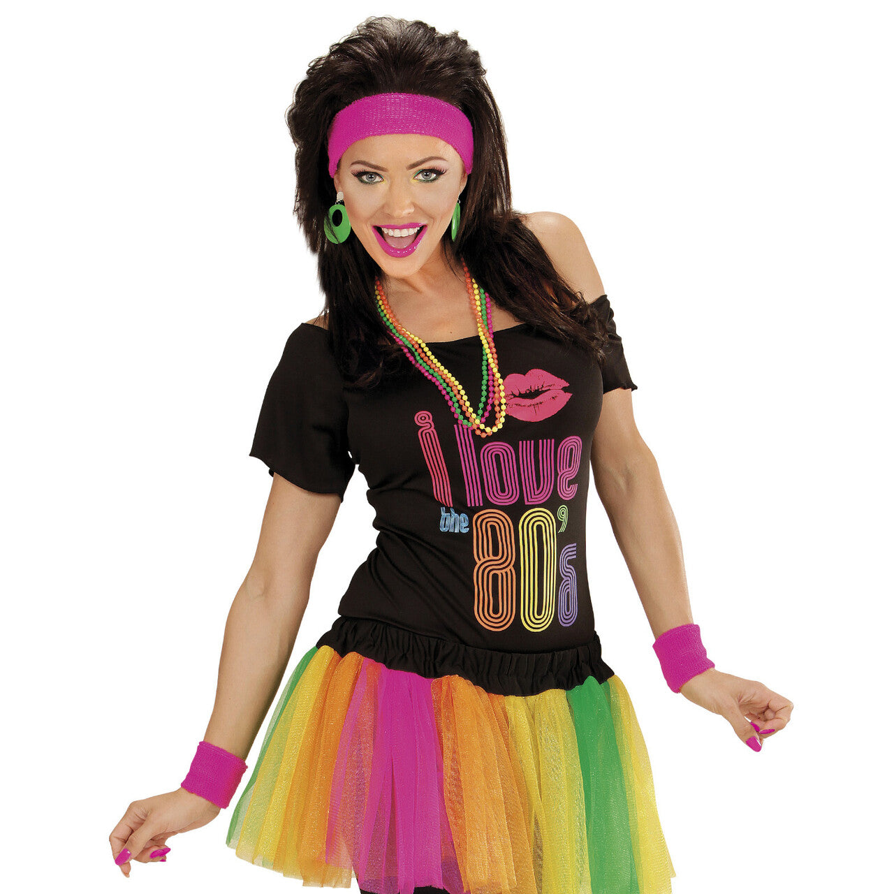 Op deze afbeelding zie je een Accessoires, van het merk Widmann. Atletische 80s Zweetband Set, Neon Rose