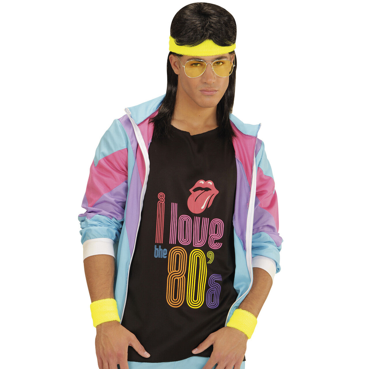 Op deze afbeelding zie je een Accessoires, van het merk Widmann. Atletische 80s Zweetband Set Neon Geel