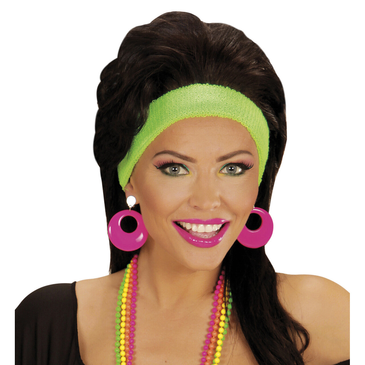 Op deze afbeelding zie je een Accessoires, van het merk Widmann. Flower Girl Oorringen Neon Roze
