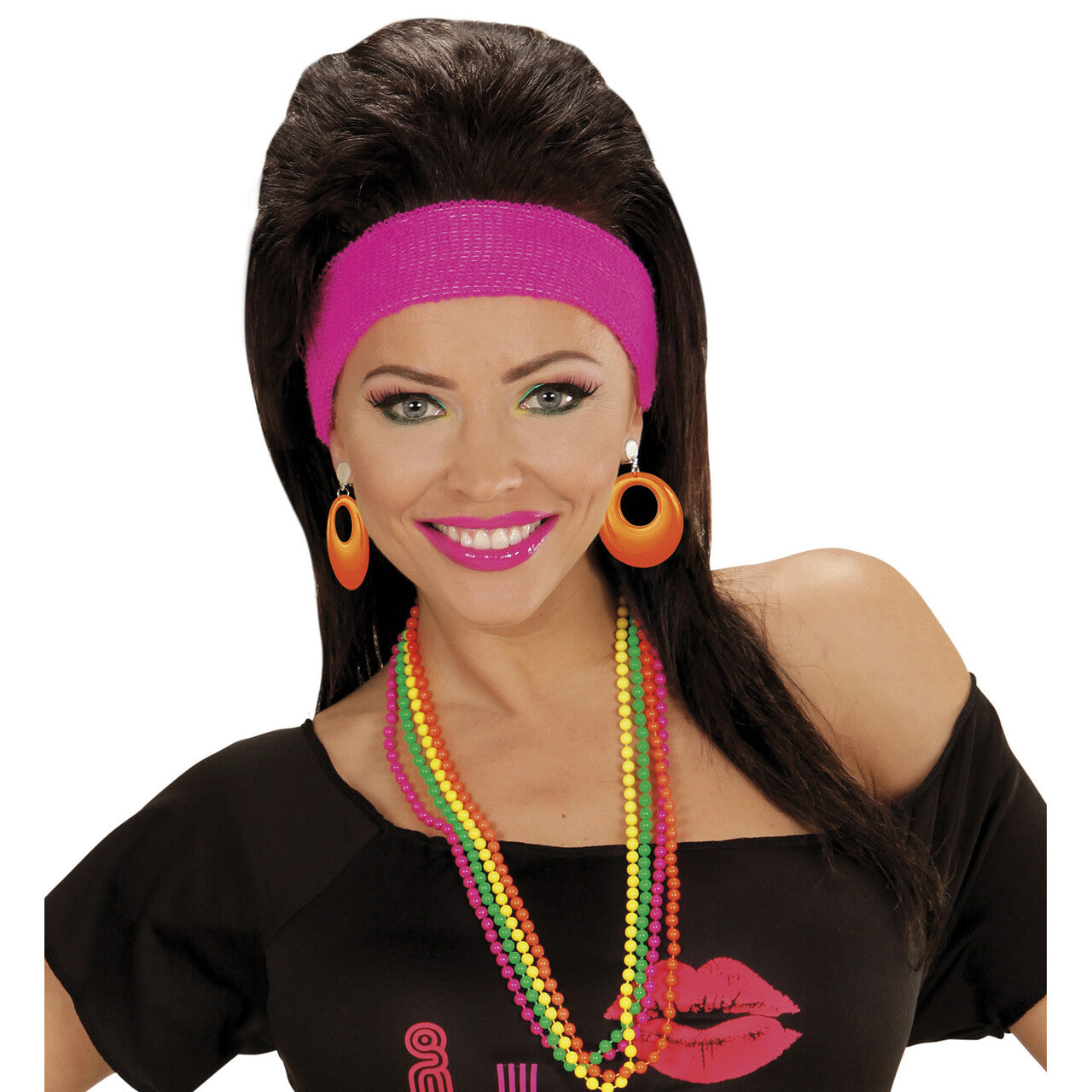 Op deze afbeelding zie je een Accessoires, van het merk Widmann. Flower Girl Oorringen Neon Oranje
