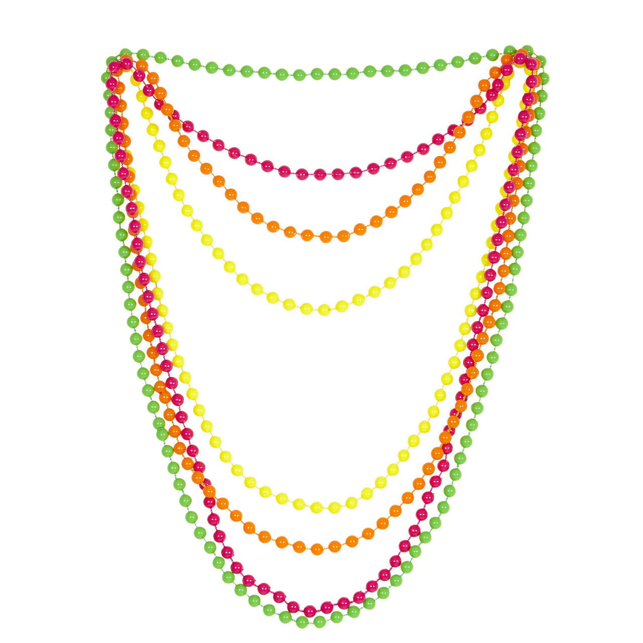 Op deze afbeelding zie je een Accessoires, van het merk Widmann. Kleurige Set Van 4 Parelkettingen Neonkleuren