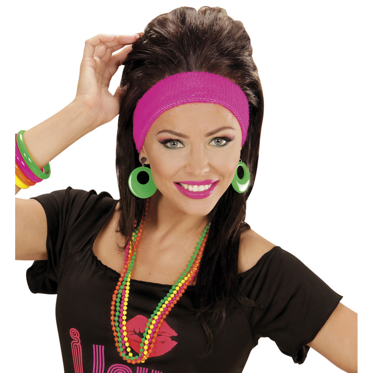 Op deze afbeelding zie je een Accessoires, van het merk Widmann. Kleurige Set Van 4 Parelkettingen Neonkleuren
