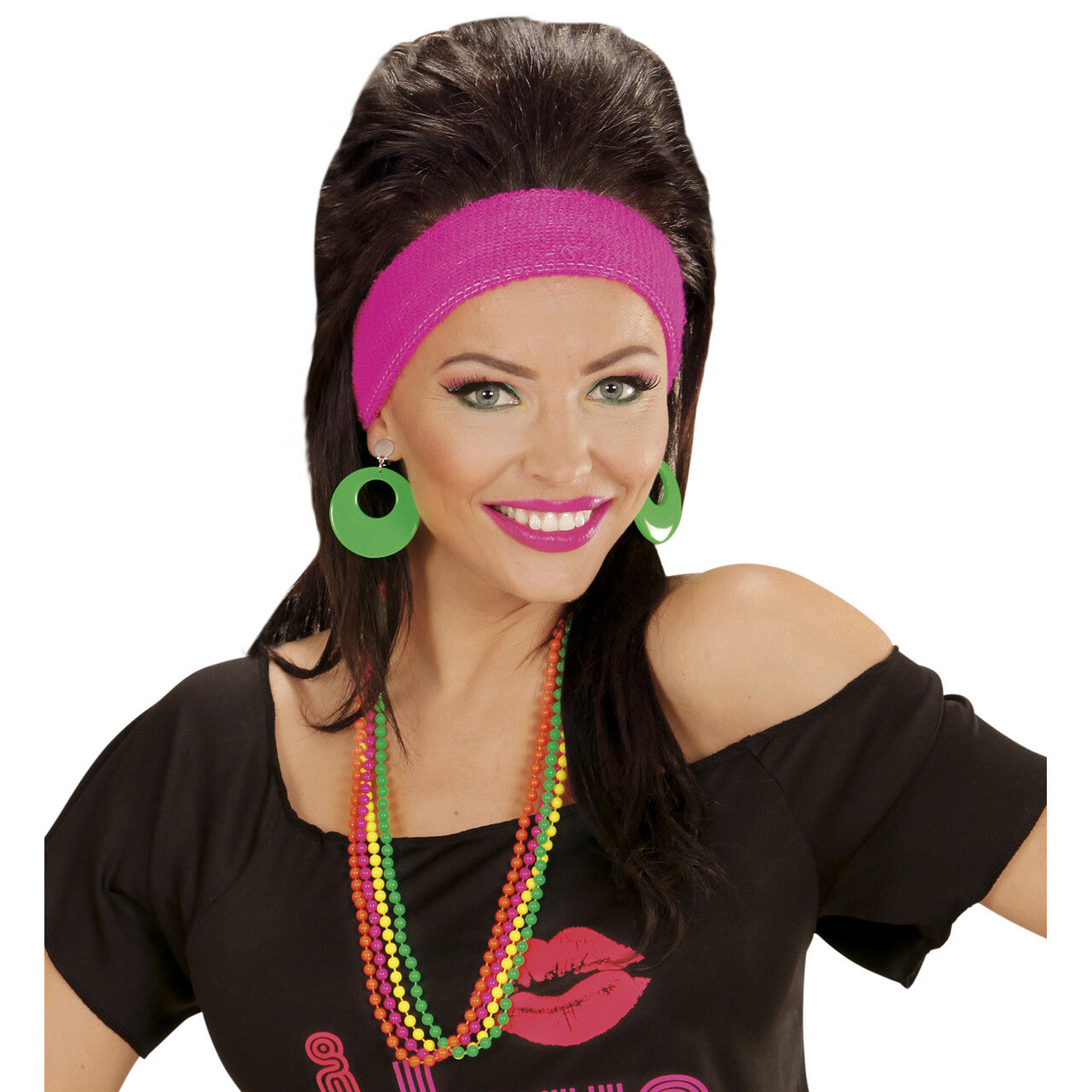 Op deze afbeelding zie je een Accessoires, van het merk Widmann. Kleurige Set Van 4 Parelkettingen Neonkleuren