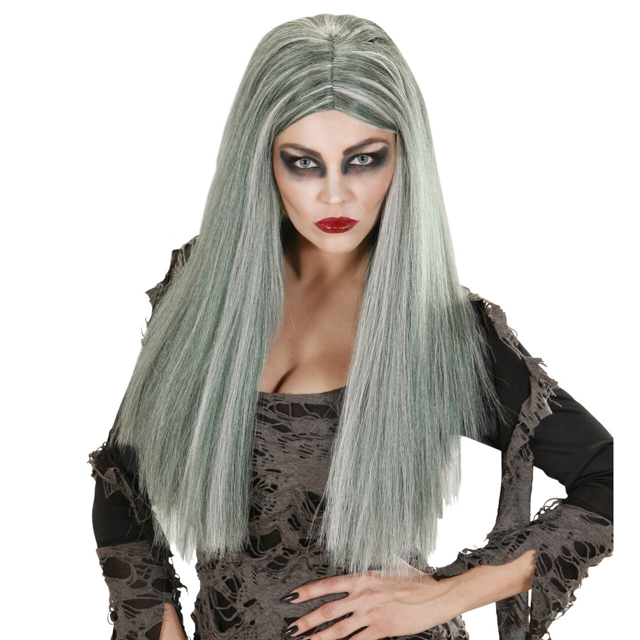 Op deze afbeelding zie je een Accessoires, van het merk Widmann. Cruella Pruik, Zombie