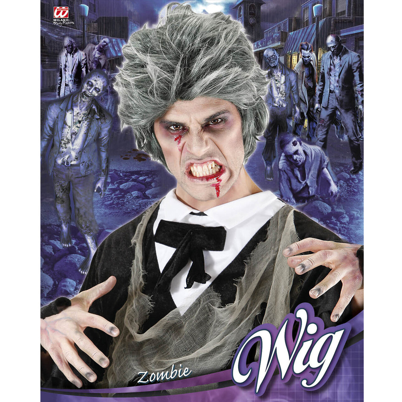 Op deze afbeelding zie je een Accessoires, van het merk Widmann. Pruik, Zombie Man Grijs Death Dracula