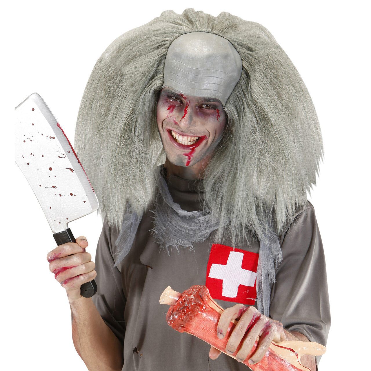 Op deze afbeelding zie je een Accessoires, van het merk Widmann. Wilde Professor Pruik, Kale Kop Met Haar Zombie