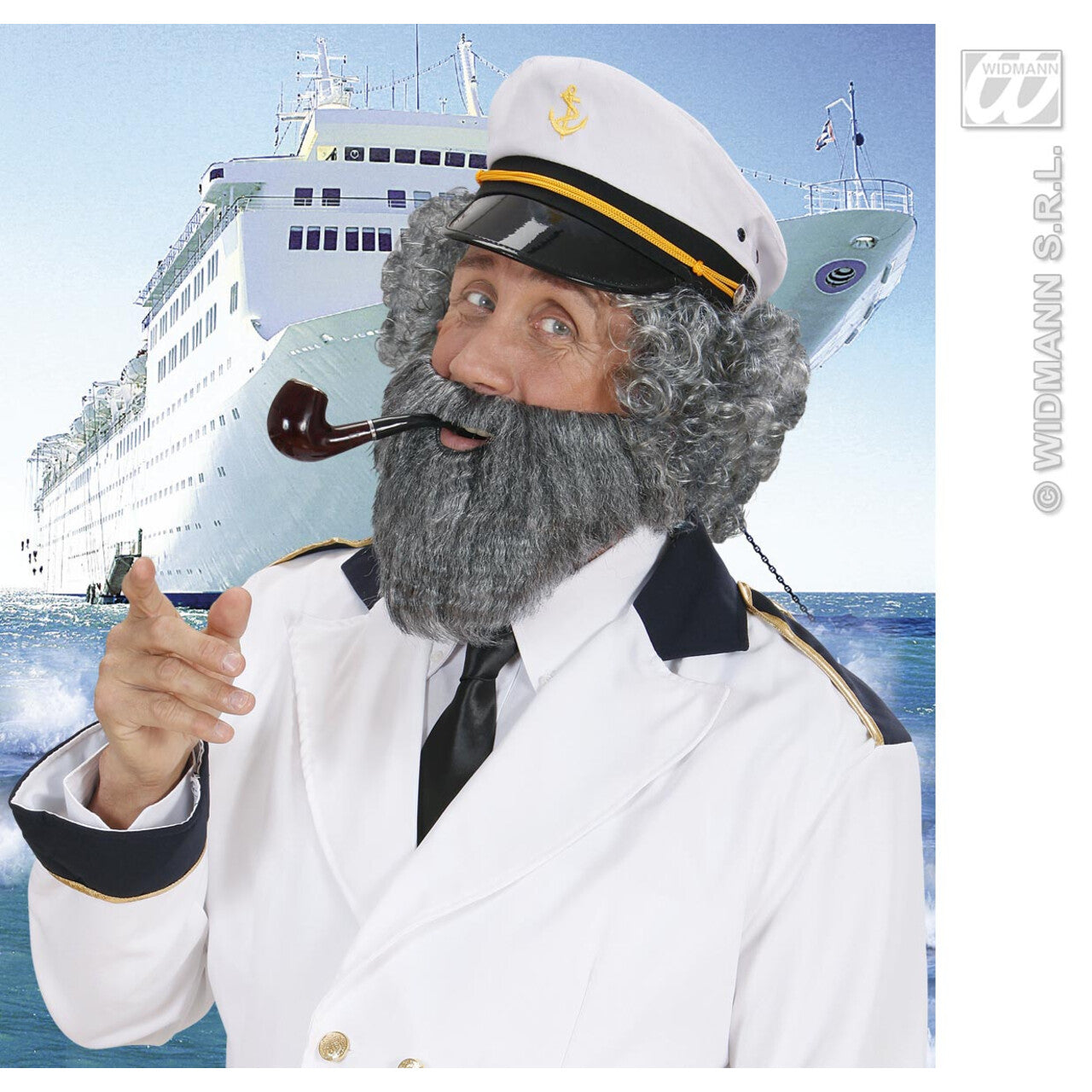 Op deze afbeelding zie je een Accessoires, van het merk Widmann. Baard Met Snor, Grijs