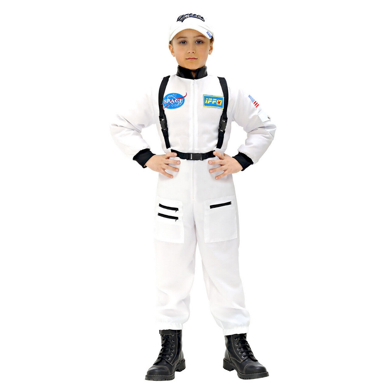 Op deze afbeelding zie je een Kostuums, van het merk Widmann. Astronaut Wit Andre Kuipers Kind Kostuum Jongen