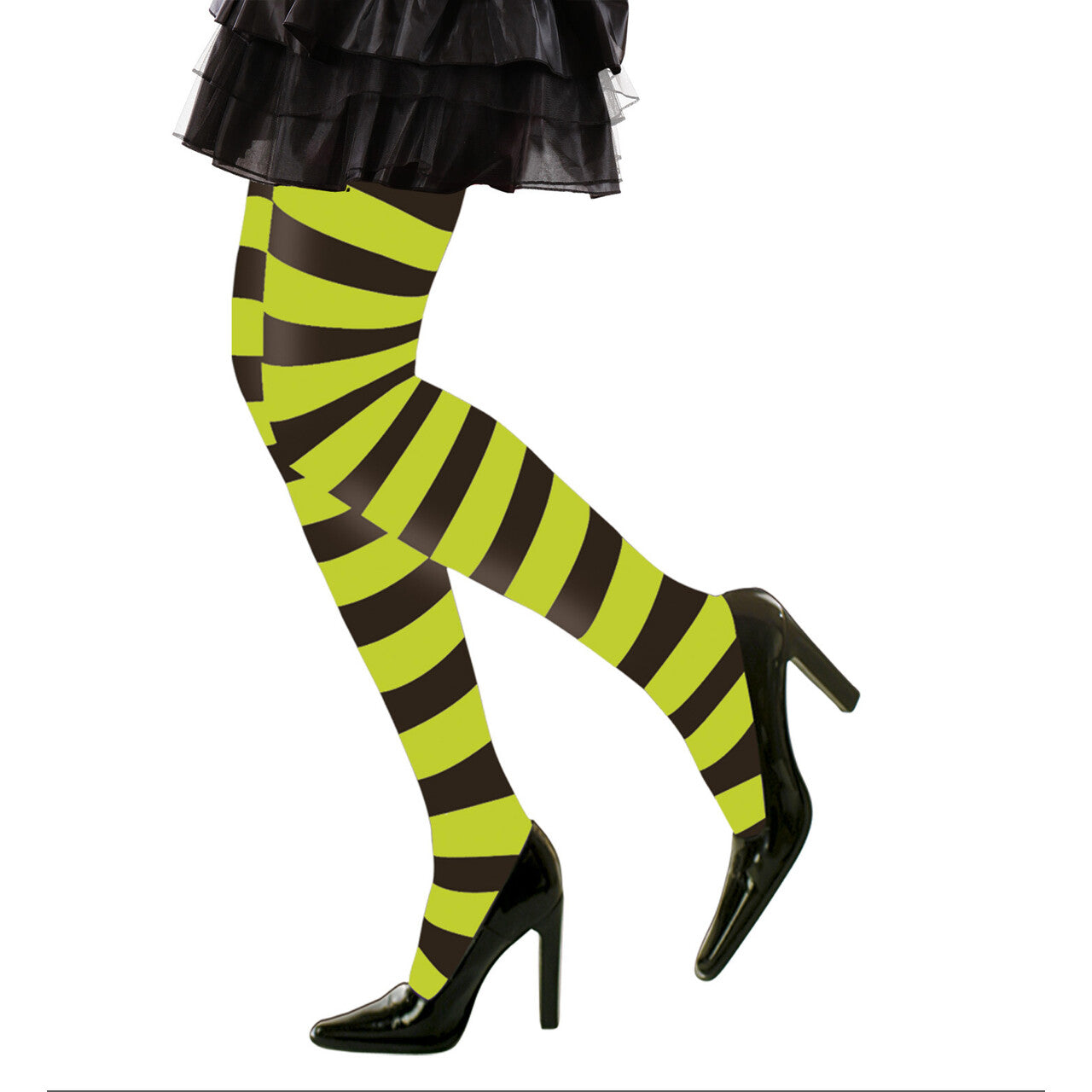 Op deze afbeelding zie je een Accessoires, van het merk Widmann. Horizonaal Panty Gestreept Groen / Zwart