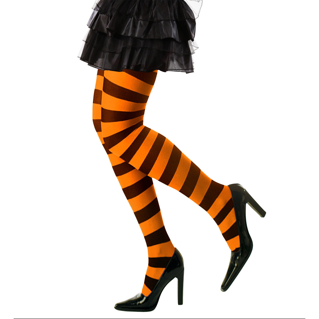 Op deze afbeelding zie je een Accessoires, van het merk Widmann. Horizonaal Panty Gestreept Oranje / Zwart