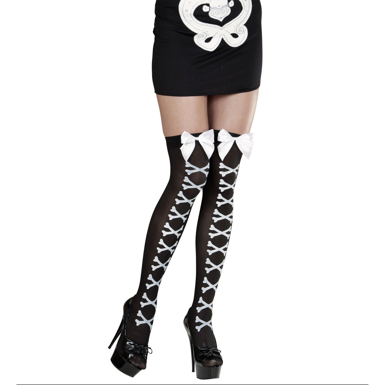 Op deze afbeelding zie je een Accessoires, van het merk Widmann. Sexy Halloween Kniekousen Gekruiste Beenderen