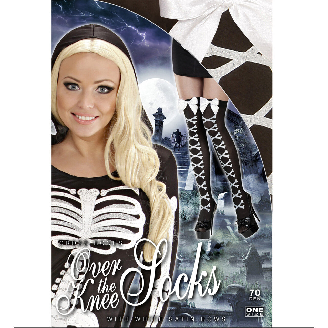 Op deze afbeelding zie je een Accessoires, van het merk Widmann. Sexy Halloween Kniekousen Gekruiste Beenderen