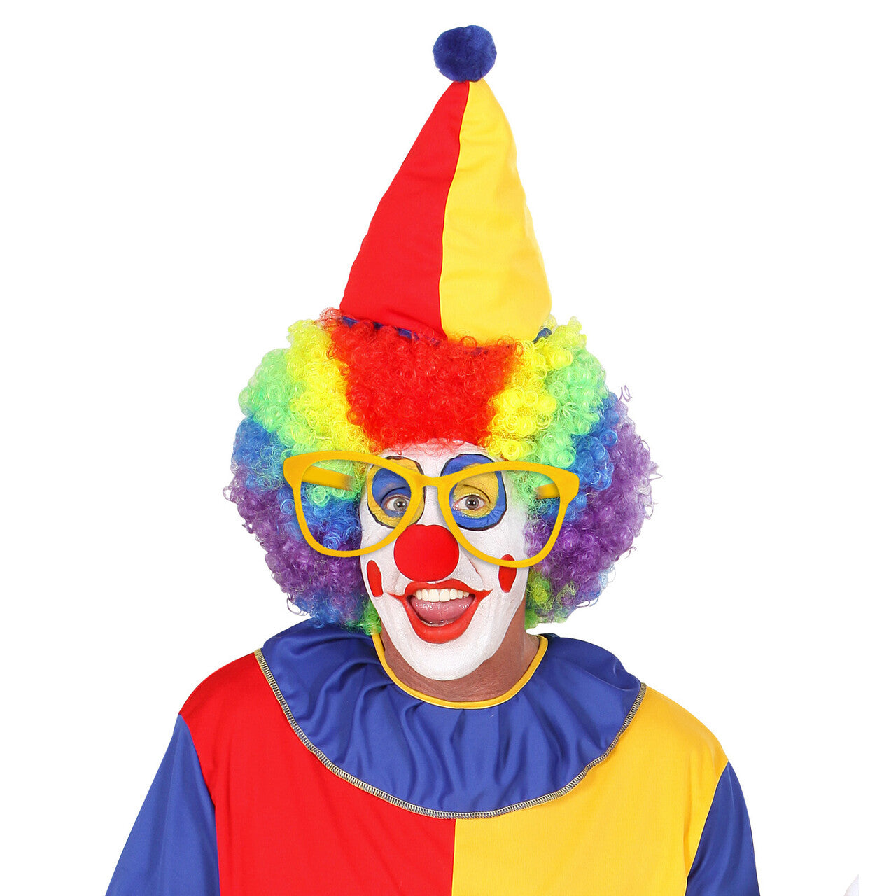 Op deze afbeelding zie je een Accessoires, van het merk Widmann. Funnyman Grote Clownsbril, Geel