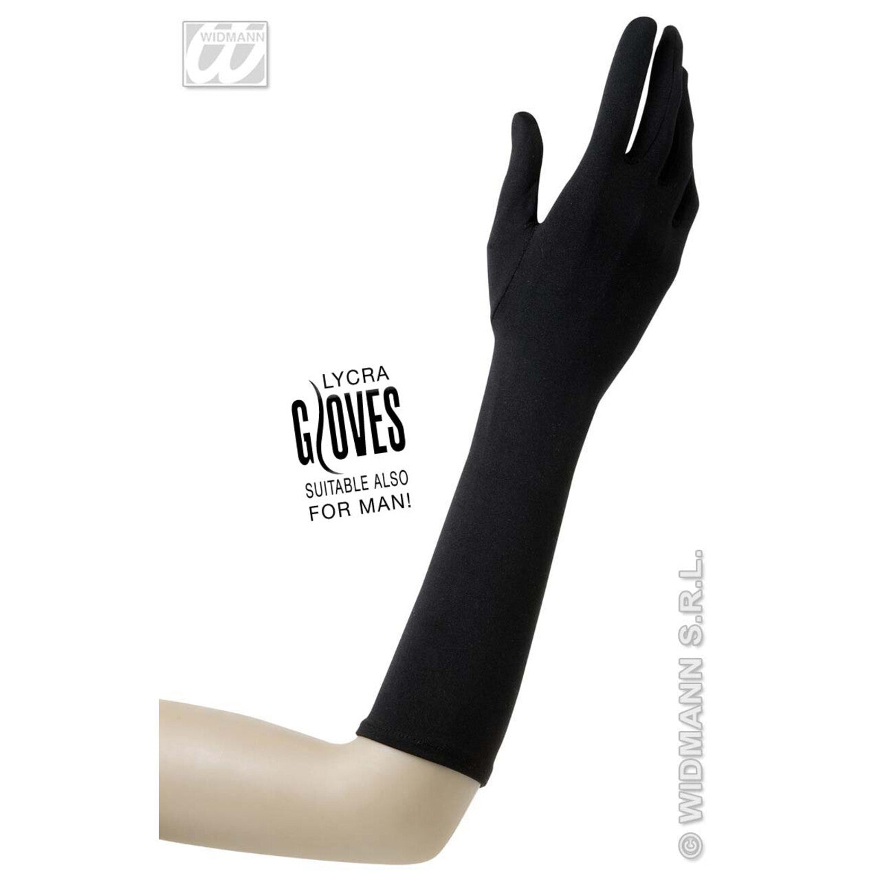 Op deze afbeelding zie je een Accessoires, van het merk Widmann. Handschoenen Lycra 37 Centimeter Zwart