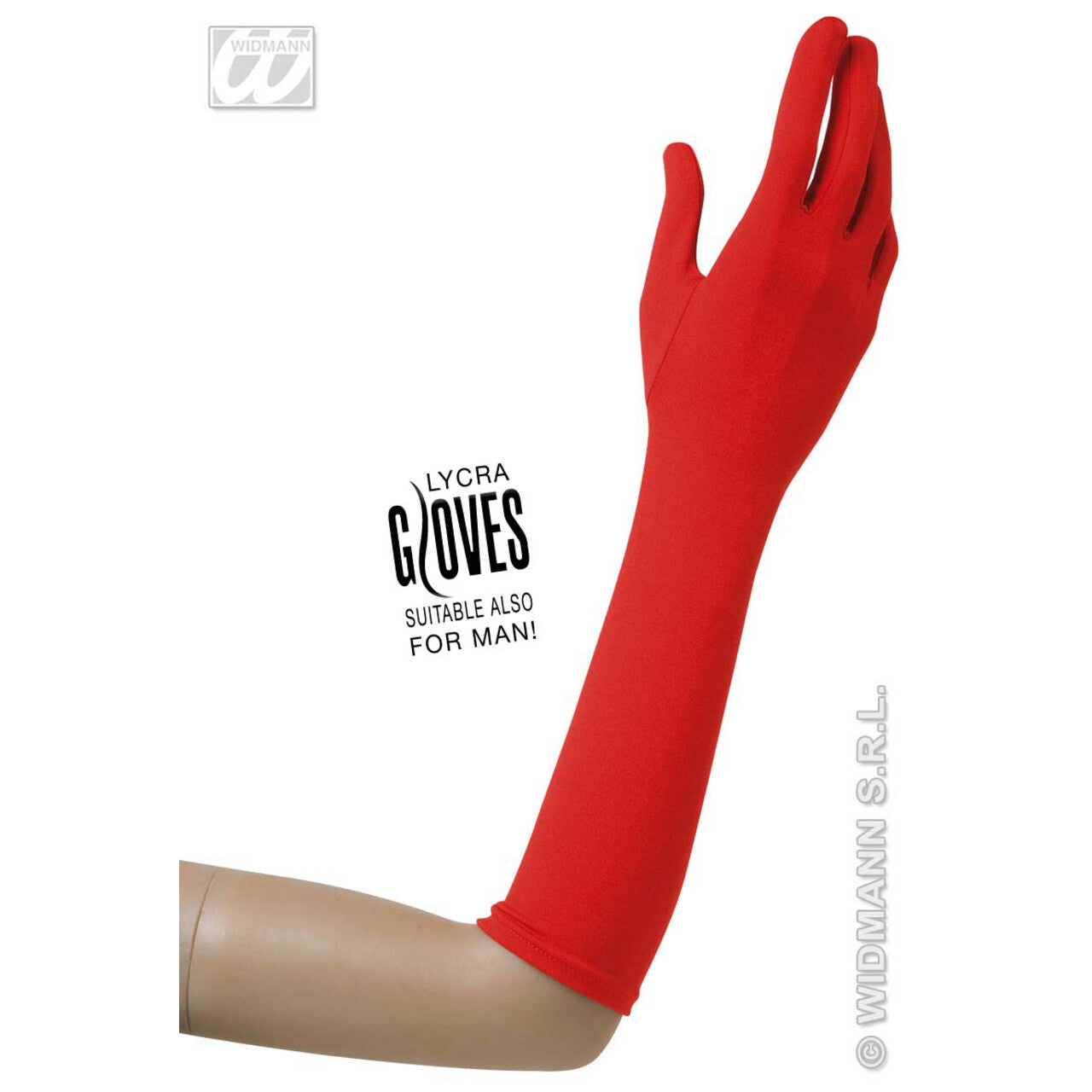 Op deze afbeelding zie je een Accessoires, van het merk Widmann. Handschoenen Lycra 37 Centimeter Rood