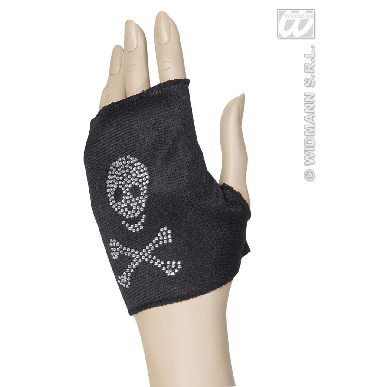Op deze afbeelding zie je een Accessoires, van het merk Widmann. Schedelhandschoen Strass
