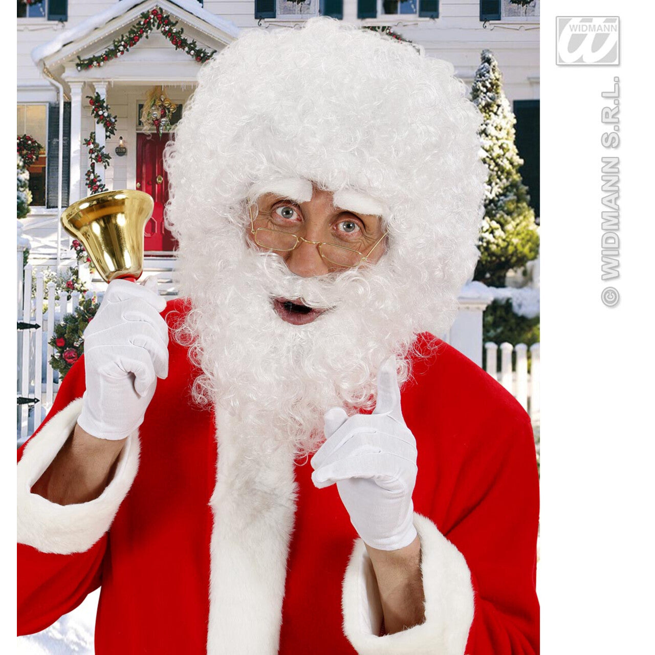 Op deze afbeelding zie je een Accessoires, van het merk Widmann. Pruik Kerstman Met Baard En Wenkbrauwen