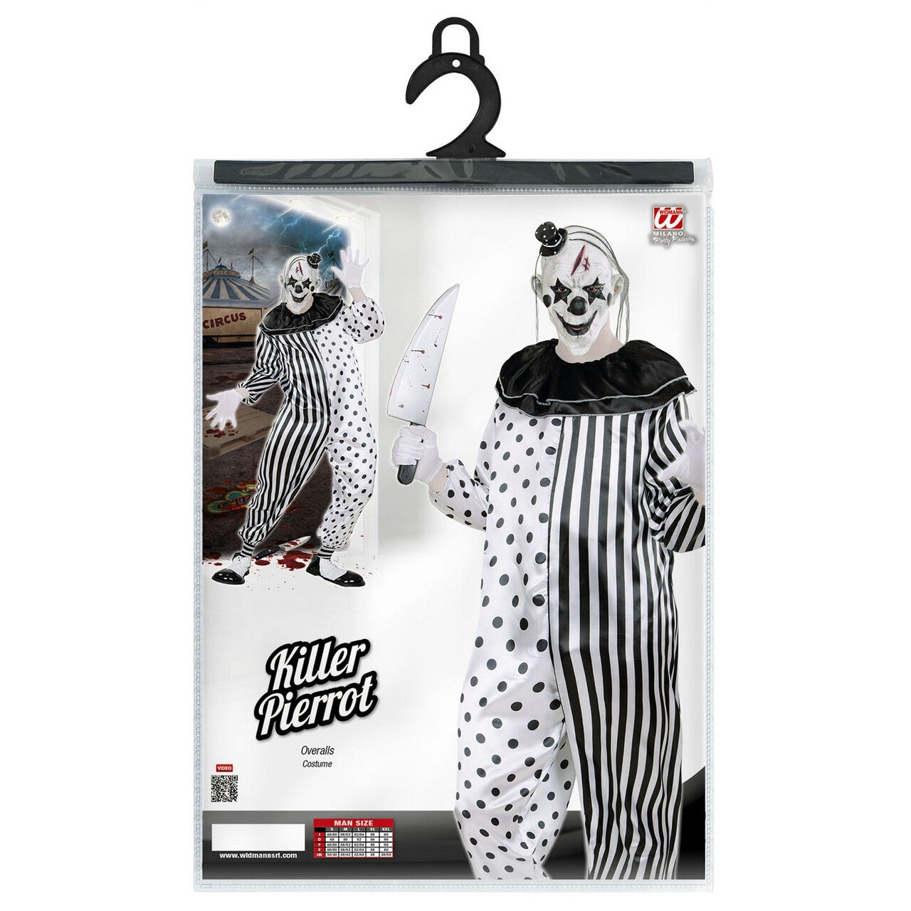 Op deze afbeelding zie je een Kostuums, van het merk Widmann. Killer Pierrot Slager Clown Man Kostuum