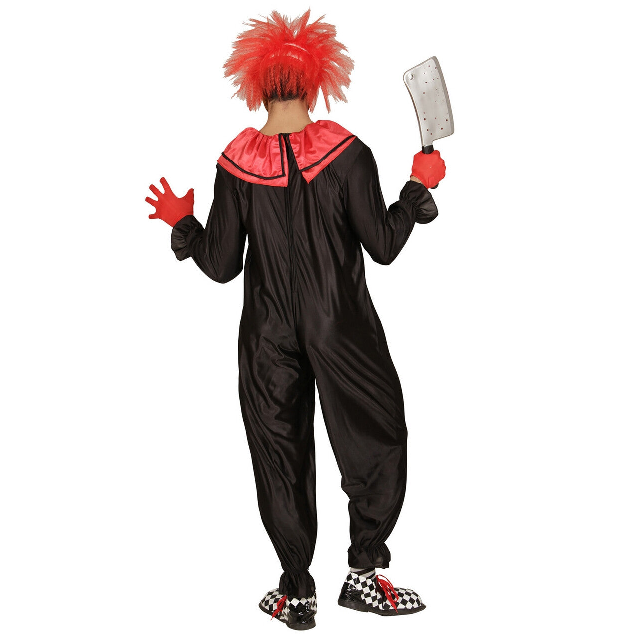 Op deze afbeelding zie je een Kostuums, van het merk Widmann. Zwart Rood Horror Killer Clown Man Kostuum