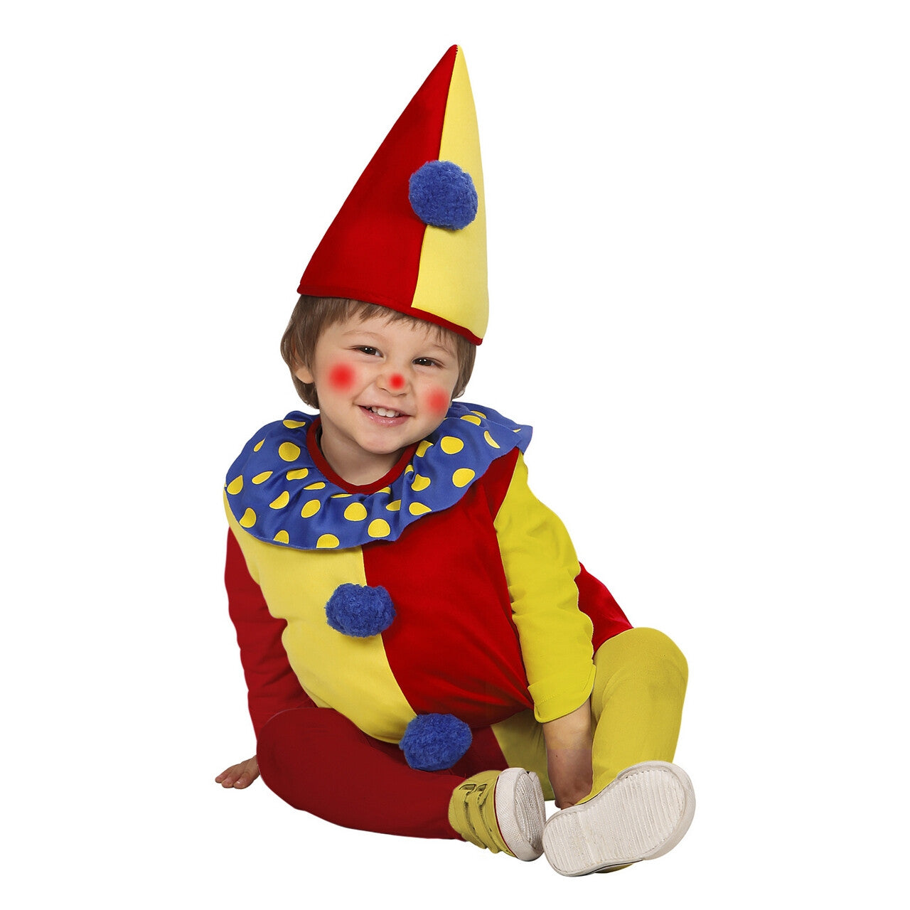 Op deze afbeelding zie je een Kostuums, van het merk Widmann. Opgevulde Clown Kind Baby Pierot Kostuum Kind