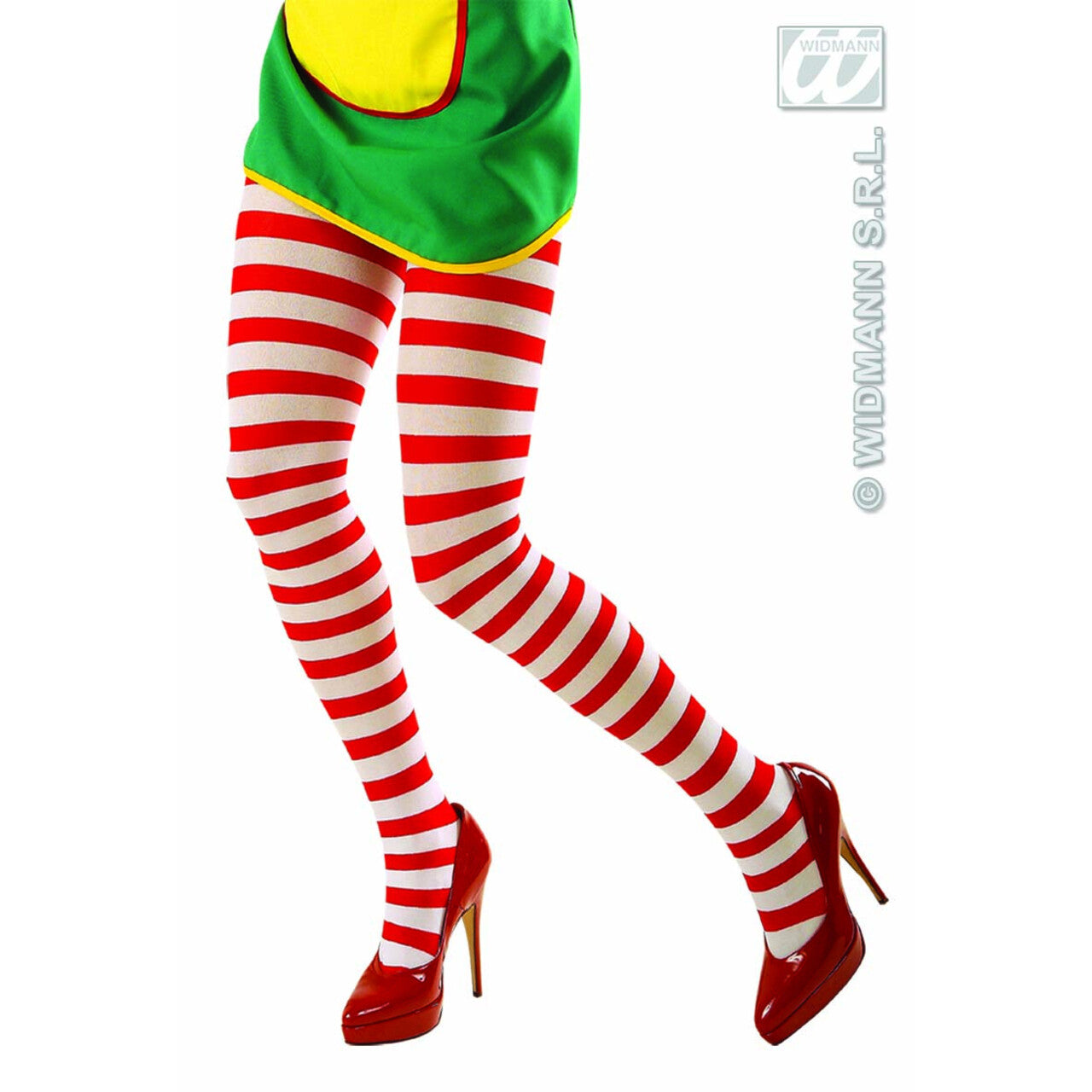 Op deze afbeelding zie je een Accessoires, van het merk Widmann. Panty Wit / Rood Gestreept XL