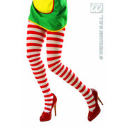 Op deze afbeelding zie je een Accessoires, van het merk Widmann. Panty Wit / Rood Gestreept XL