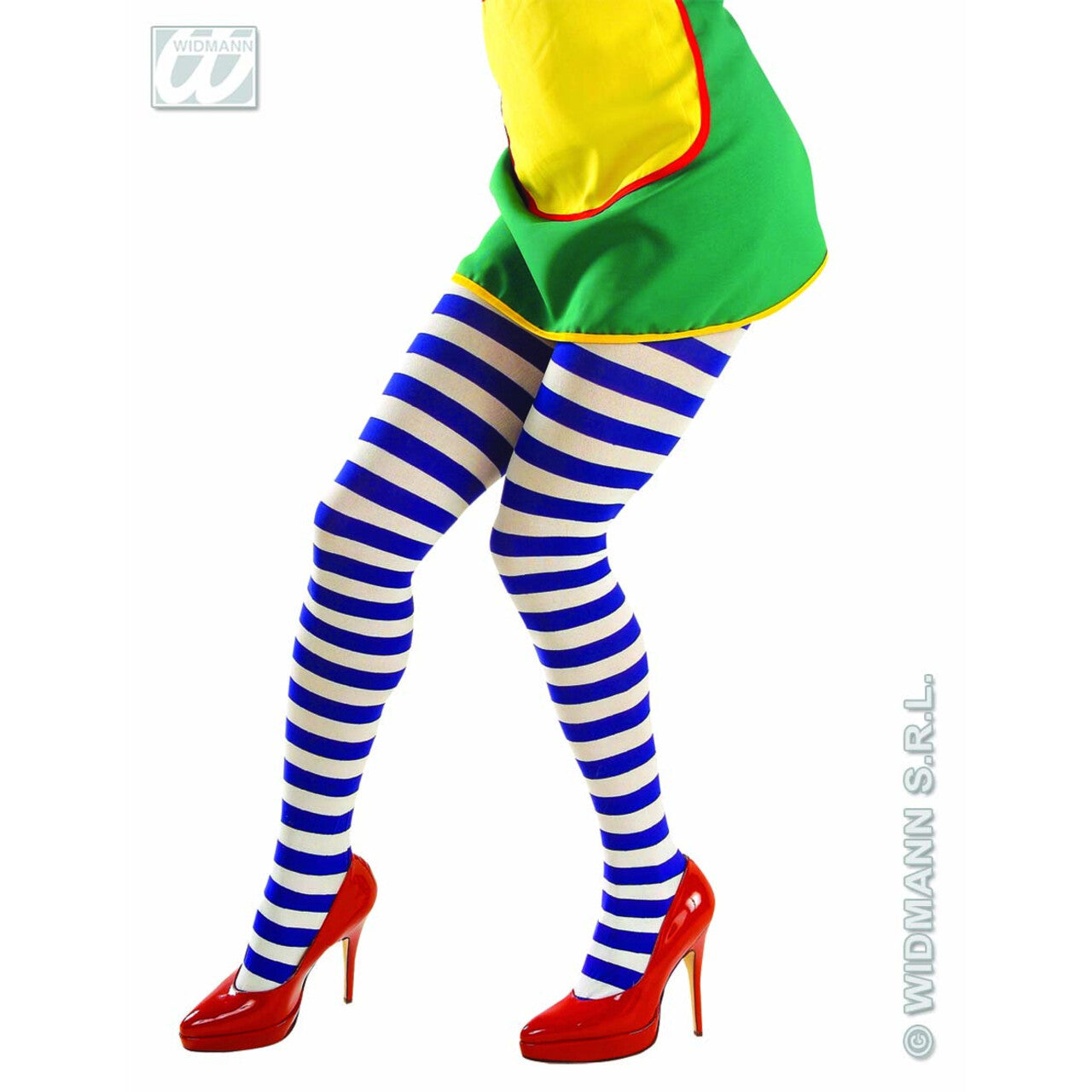 Op deze afbeelding zie je een Accessoires, van het merk Widmann. Panty Wit / Blauw Gestreept XL