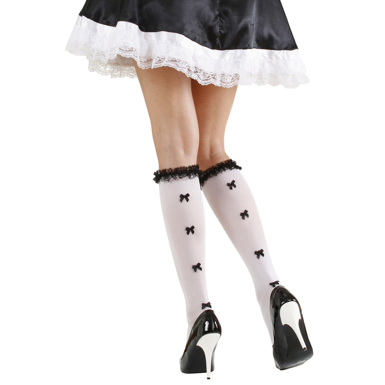 Op deze afbeelding zie je een Accessoires, van het merk Widmann. Witte Kousen Met Zwarte Accenten