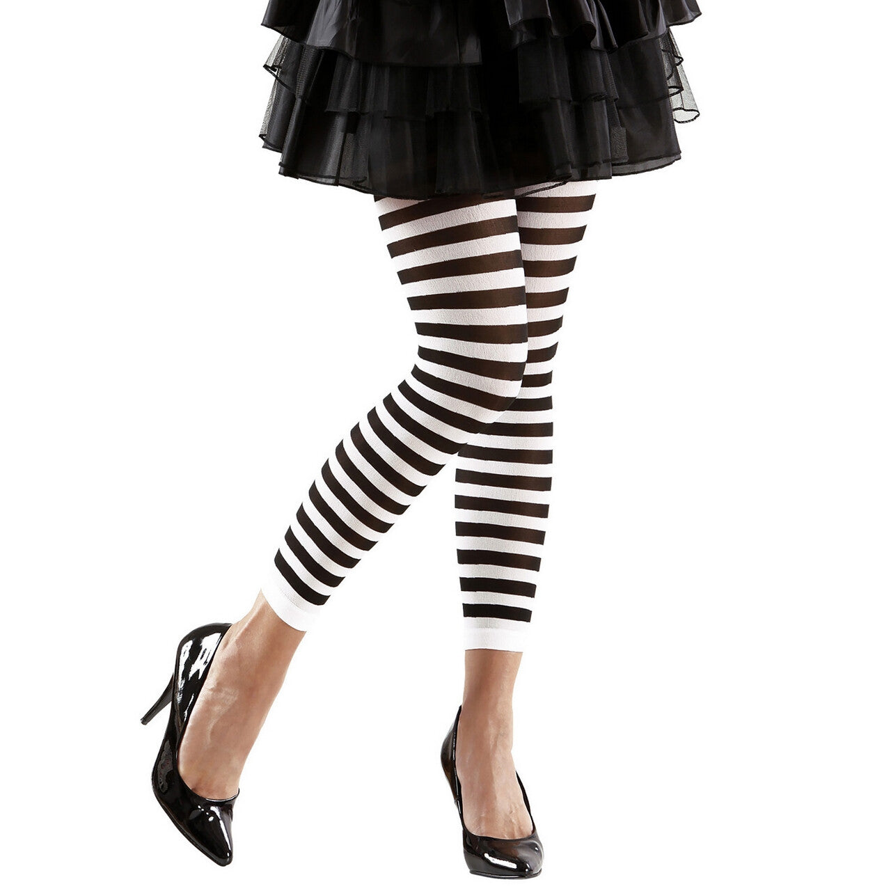 Op deze afbeelding zie je een Kostuums, van het merk Widmann. Leggings Zwart / Wit Gestreept Vrouw