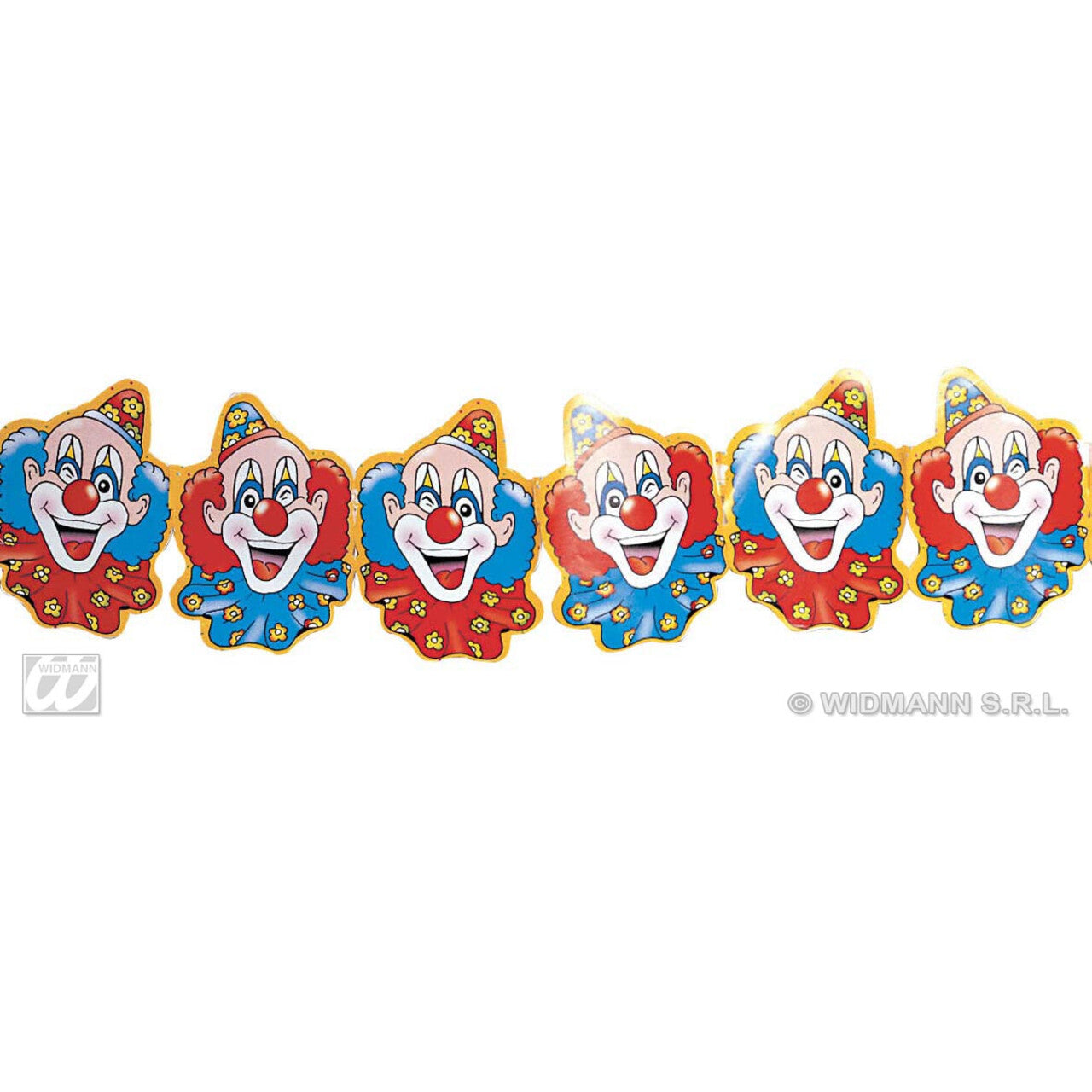 Op deze afbeelding zie je een Decoratie, van het merk Widmann. Papieren Slinger Clowns, 3 Meter