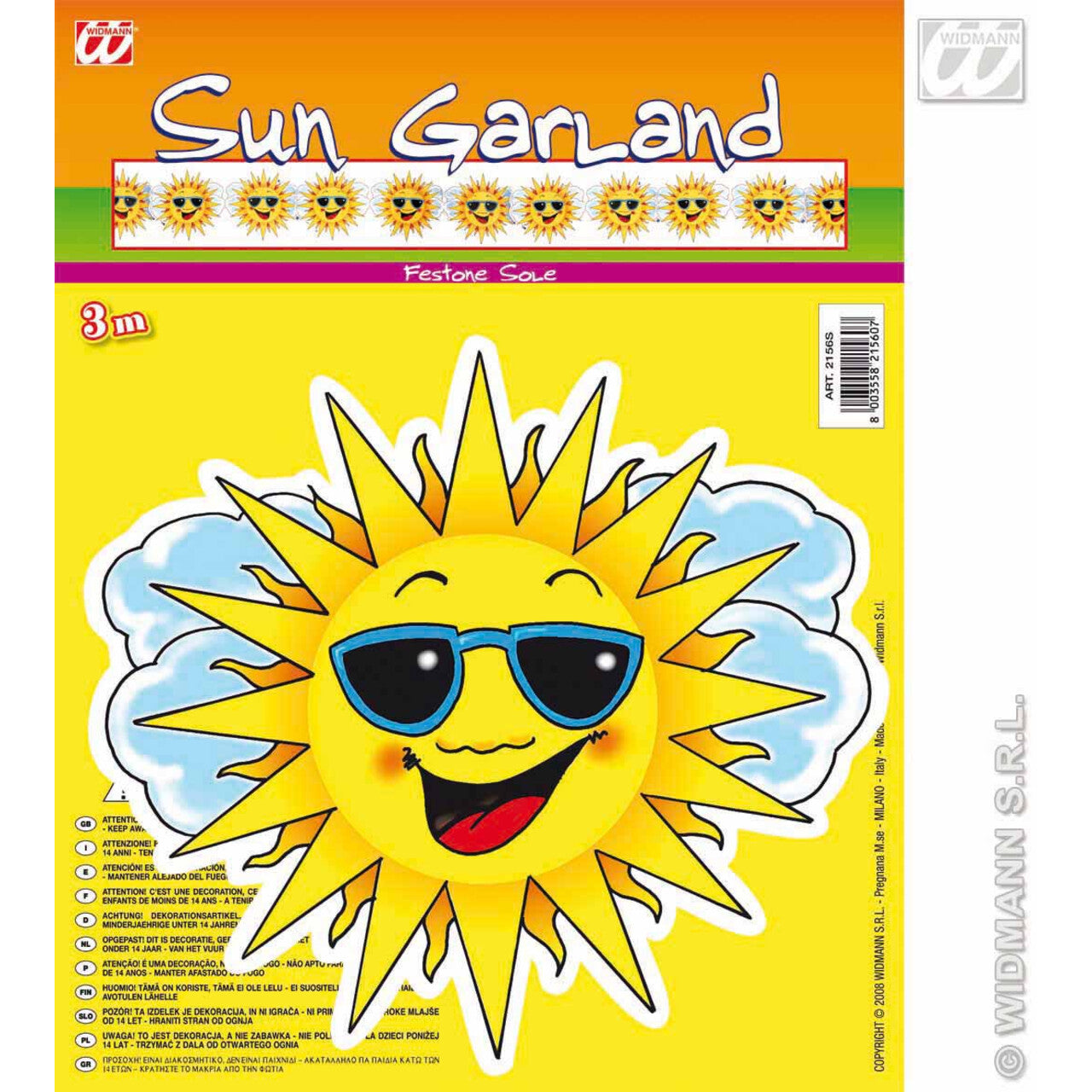 Op deze afbeelding zie je een Decoratie, van het merk Widmann. Slinger 3 Meter, Zon