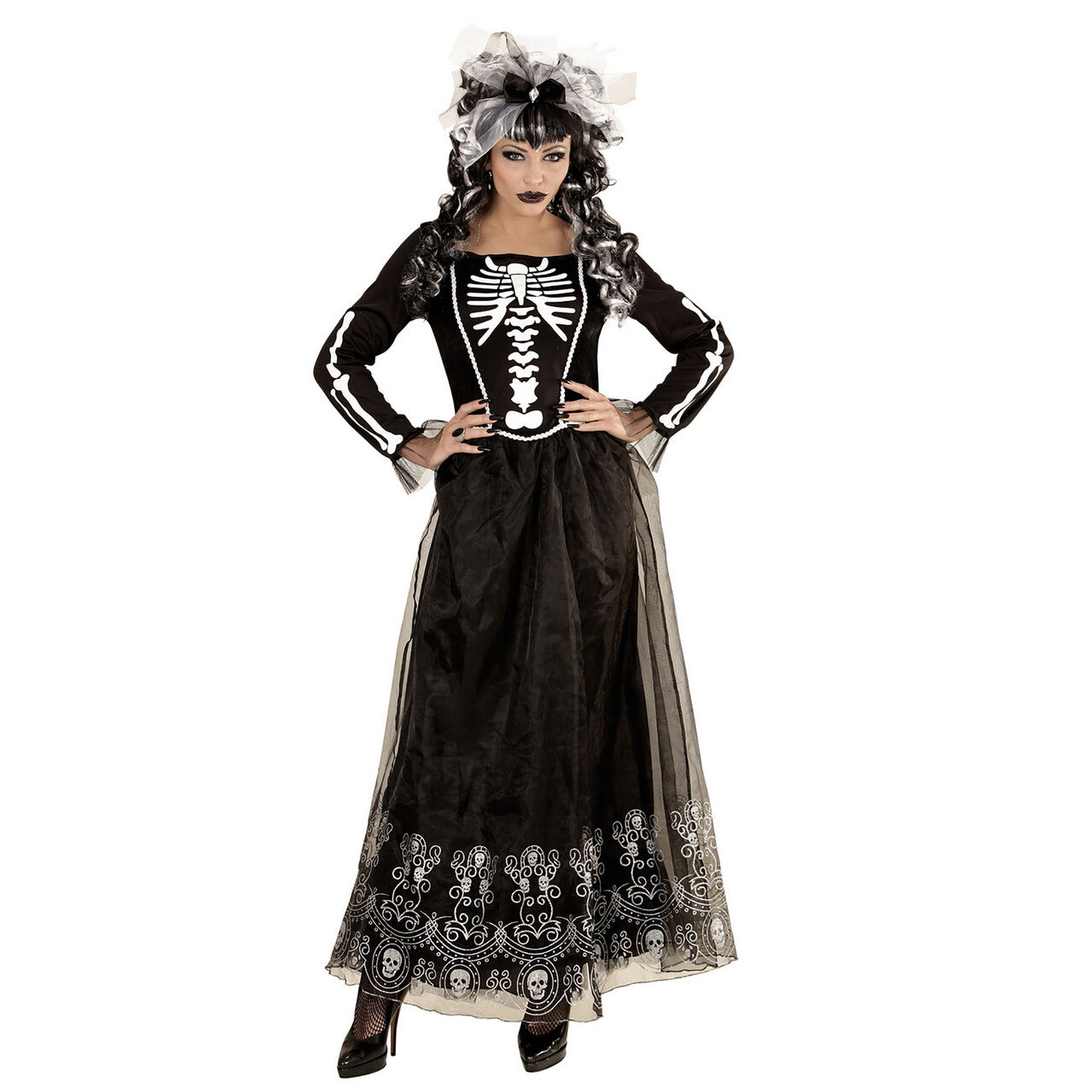 Op deze afbeelding zie je een Kostuums, van het merk Widmann. Mexicaanse Skeletria Vrouw Kostuum