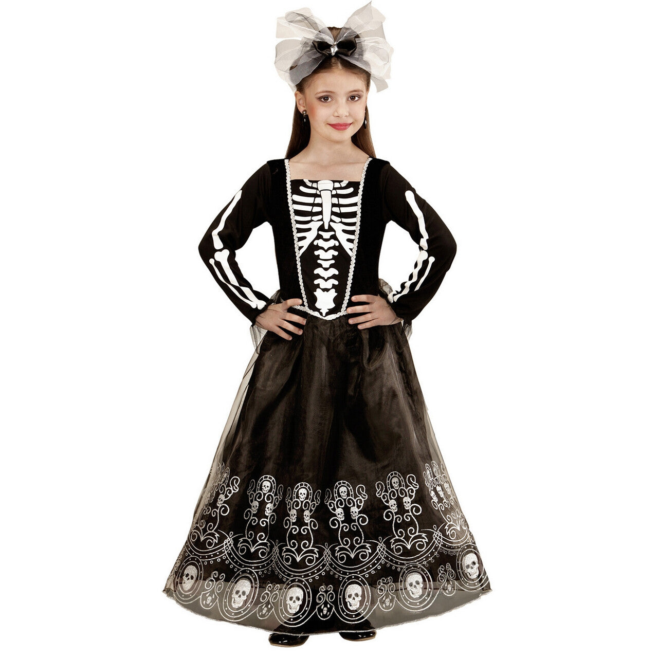 Op deze afbeelding zie je een Kostuums, van het merk Widmann. Mexicaanse Skeletria Kind Meisje Kostuum