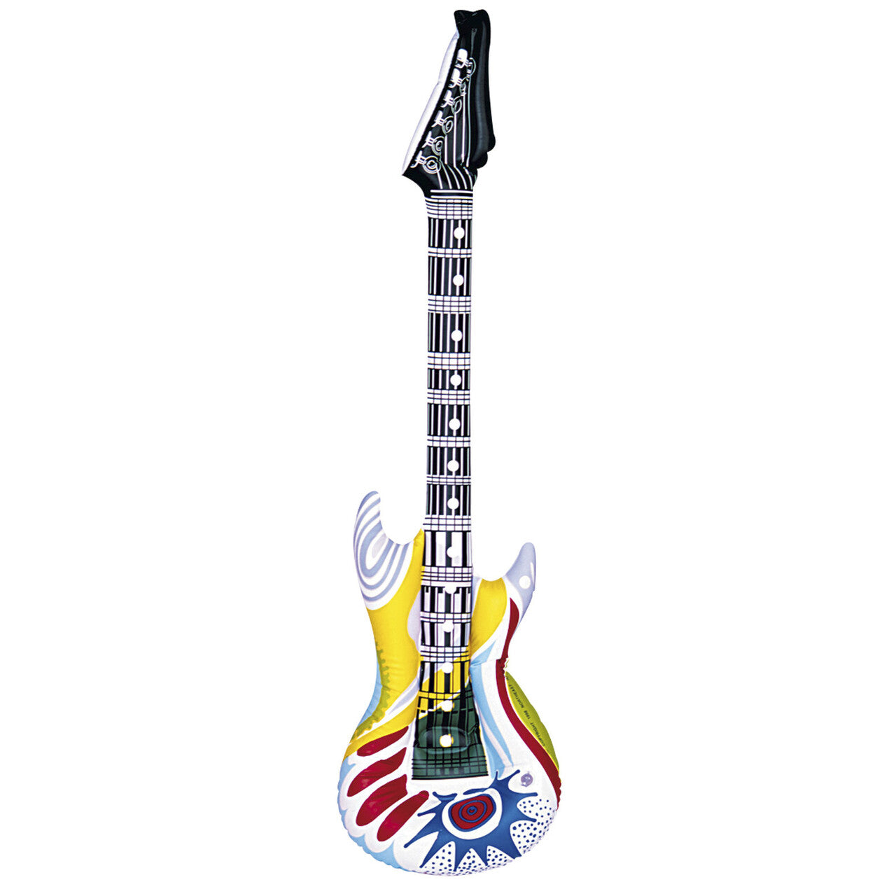 Op deze afbeelding zie je een Accessoires, van het merk Widmann. Opblaasbare Gitaar 107 Centimeter Funky