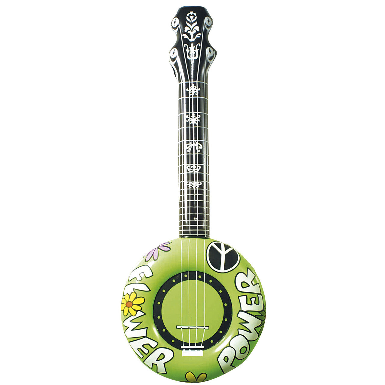 Op deze afbeelding zie je een Accessoires, van het merk Widmann. Opblaasbare Banjo 100 Centimeter Groen Flower Power