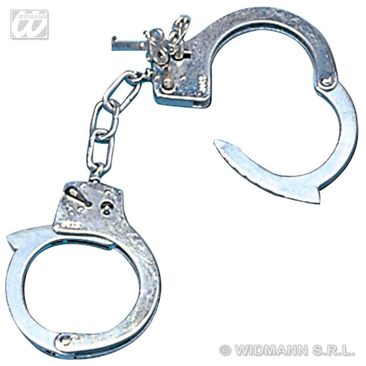 Op deze afbeelding zie je een Accessoires, van het merk Widmann. Handboeien Metallic, Met Sleutel