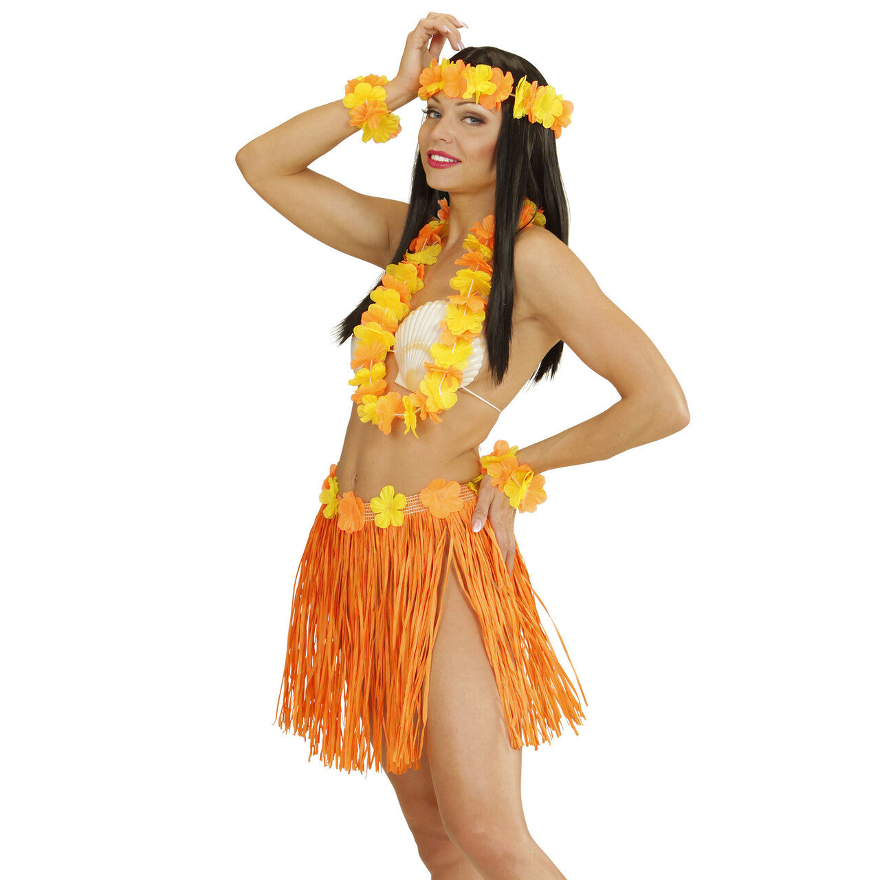 Op deze afbeelding zie je een Accessoires, van het merk Widmann. Hula Hula Hawaii Set Oranje
