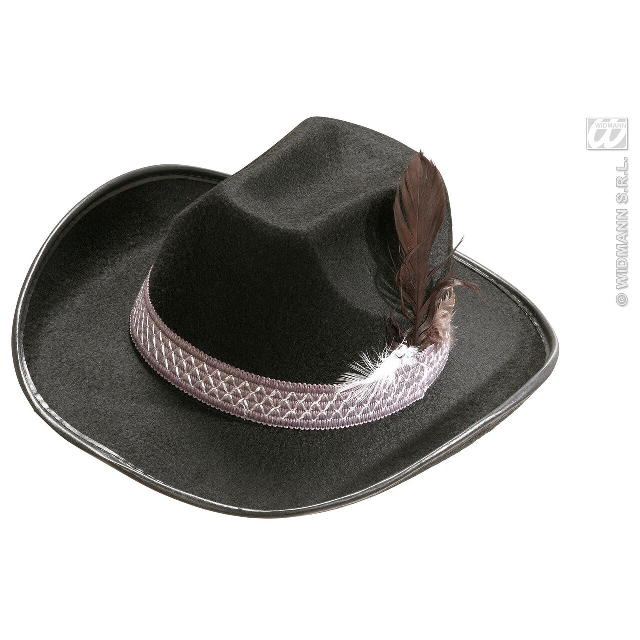 Op deze afbeelding zie je een Accessoires, van het merk Widmann. Cowboyhoed Zwart Met Veren, Kind