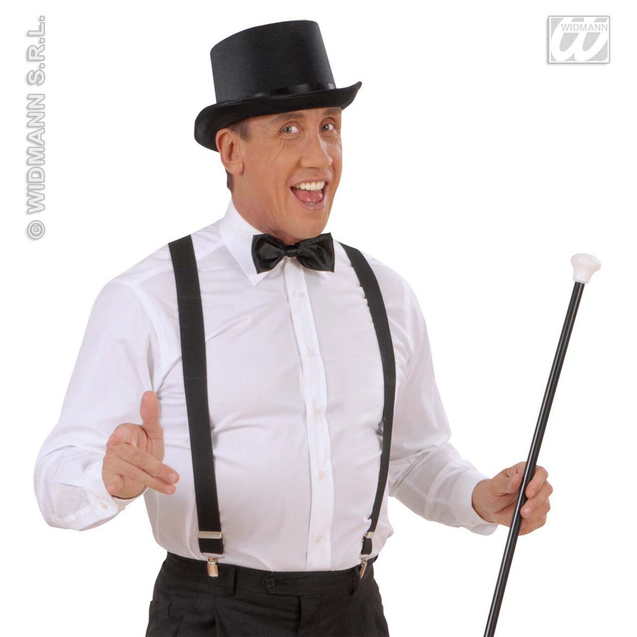 Op deze afbeelding zie je een Accessoires, van het merk Widmann. Hoge Hoed Satijn, Zwart